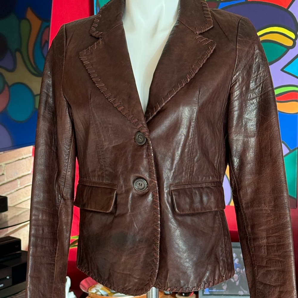 Leather Whipstitched Jacket